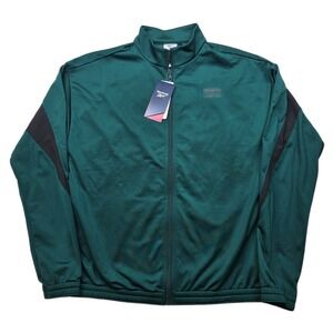 Reebok Track Jacket Mens Medium Regular Fit Green Solid Coat NEW‎